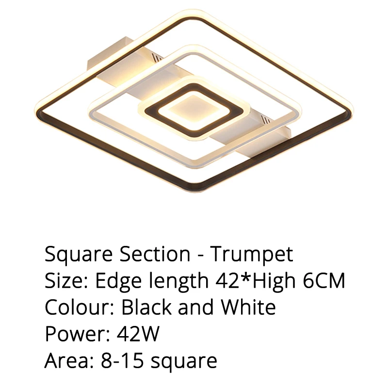 45x45x5cm 42w Современный прямоугольный/квадратный/круглый акриловый светодиодный потолочный светильник, белый цвет, черный цвет, пульт дистанционного управления для гостиной, спальни, светильник ing - Цвет корпуса: 45x45x5cm 42w