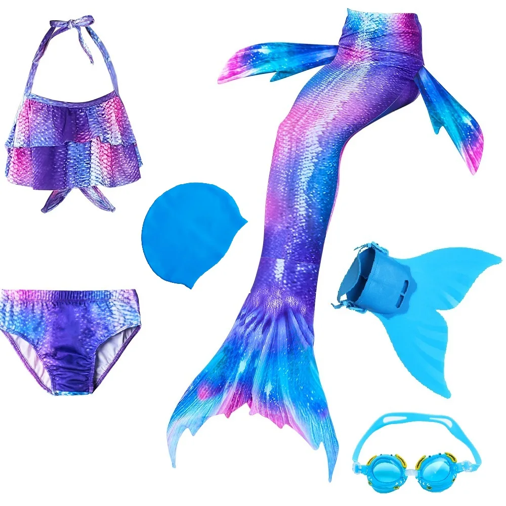 Hot Girls Mermaid Tail With Monofin For Swim Mermaid Swimsuit Mermaid Dress Swimsuit Bikini cosplay costume - Color: DH96 set 4