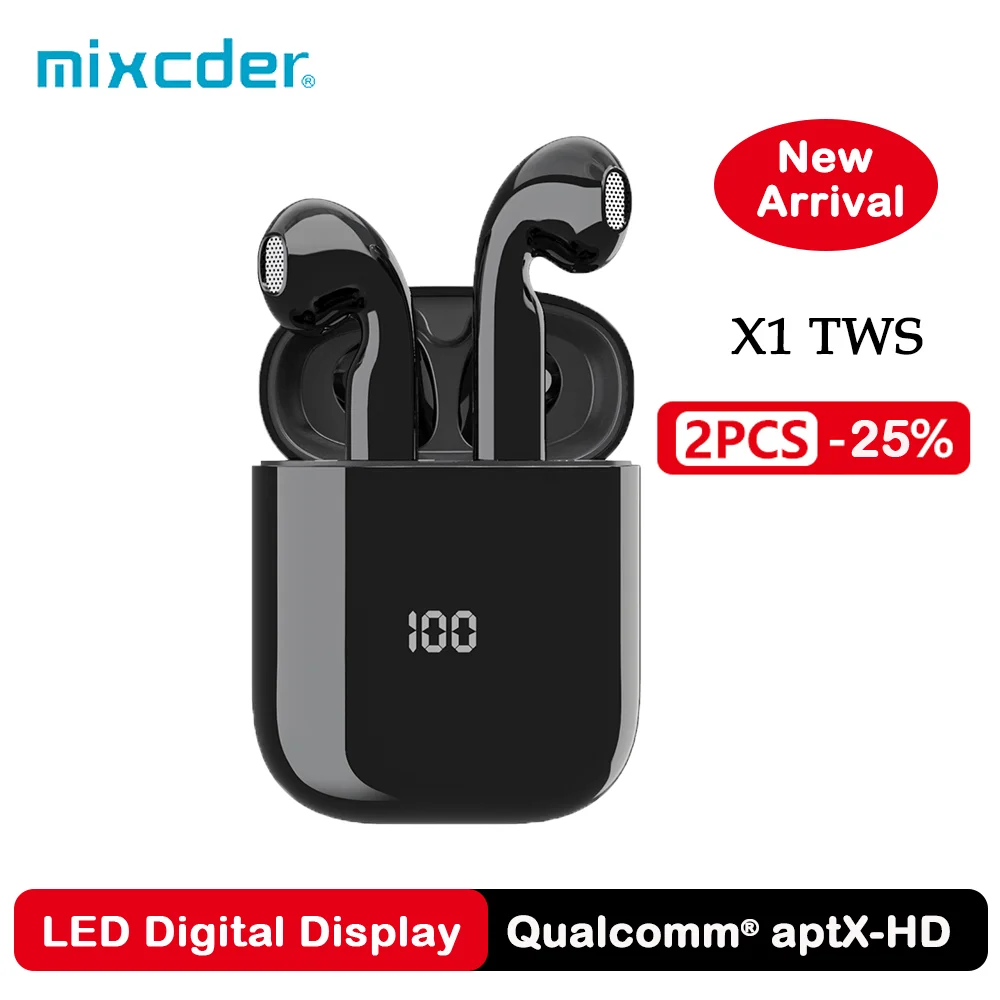 

Mixcder X1 TWS Bluetooth Wireless Earphone with Microphone BT5.1 LED Display Earbus support ANC Noice Cancel Sport headphones