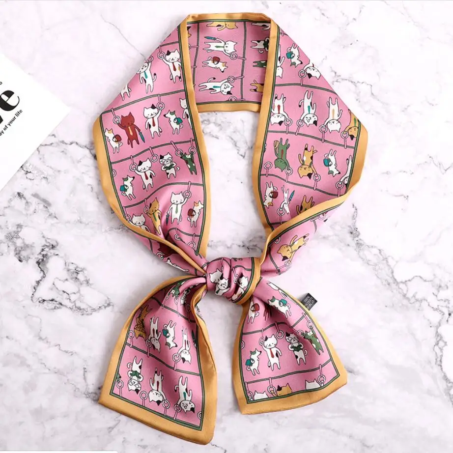 Хиджаб шарф 8,5x117 см роскошный клетчатый женский плоский угловой шарф с цветочным принтом на цепочке, с поясом, длинные шарфы, шаль, платок, сумка, Декор - Цвет: 39