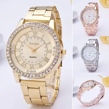 

Women's Men's Crystal Rhinestone Stainless Steel Analog Quartz Wrist Watch 2019 Luxury Brand