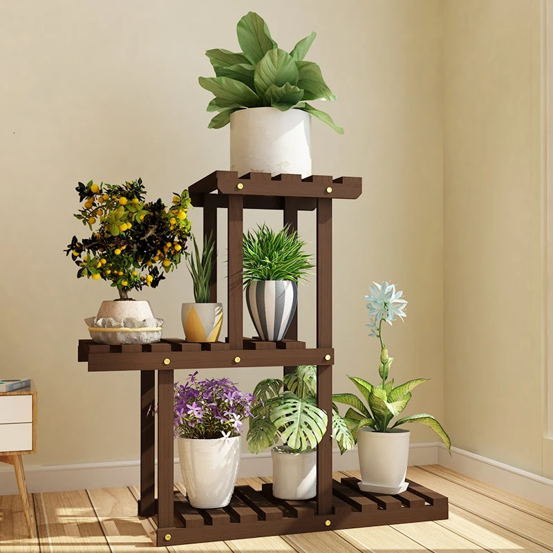 Landing Type Flower Airs Indoor Multi-storey Balcony Solid Wood Shelf Chlorophytum Flowerpot