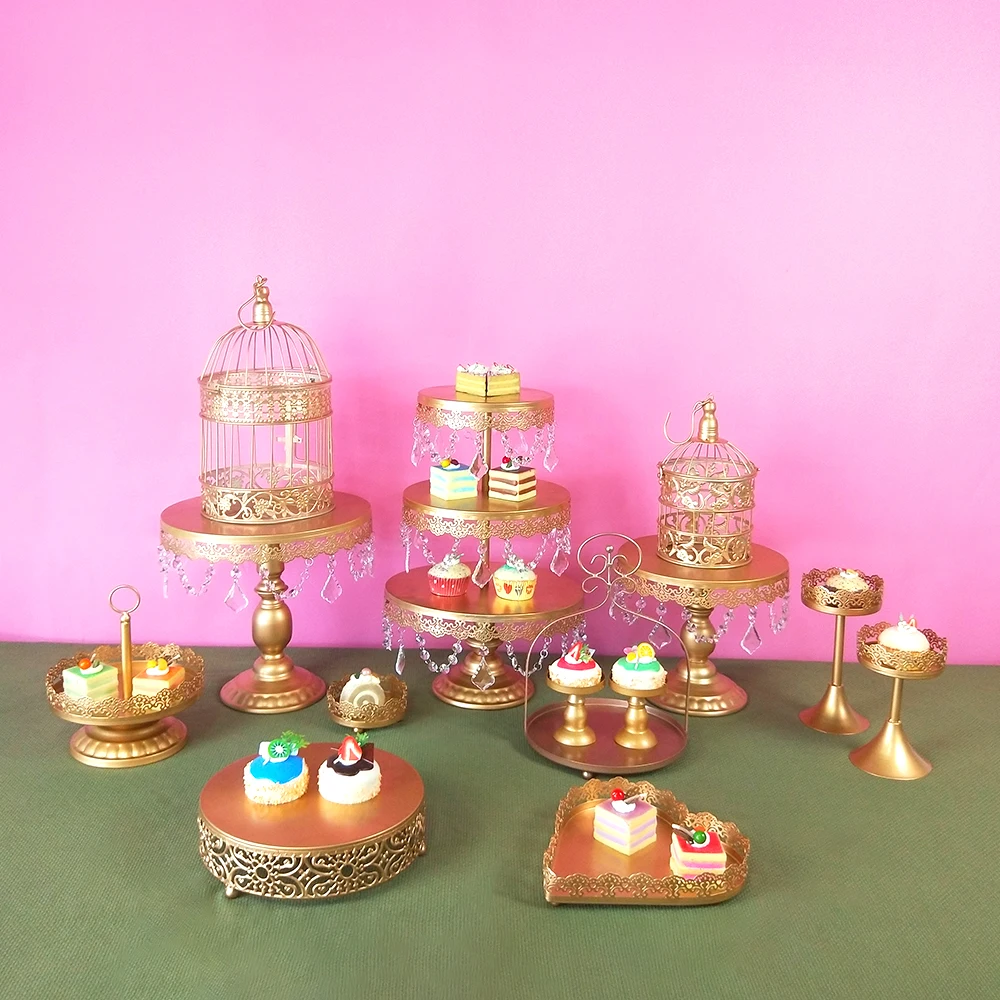 Tobs Cupcake Tower Stand Crystals Cake Stand Decor Supplies Wedding Set Decor Tray Metal Round Party Dessert Display