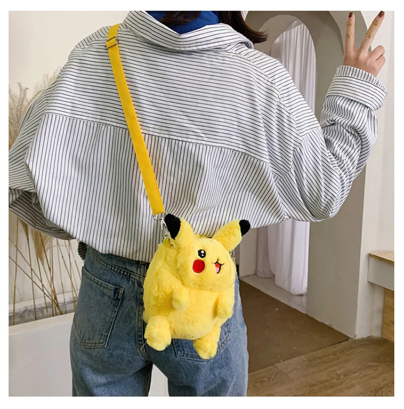 Cute Cartoon Round Fat Hamster Pikachu Mouse Rats Plush Backpack Toys Key Phone Crossbody Bag Shoulder Bags Dolls (16)