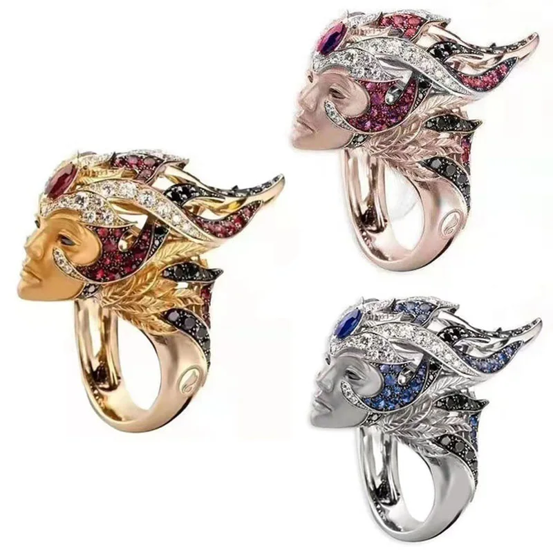 2020 Empress His Majesty Shape Crystal Vintage Designer Gold Silvery Ring for Women Party Anniversary All Zircon Rings Jewelry | Украшения