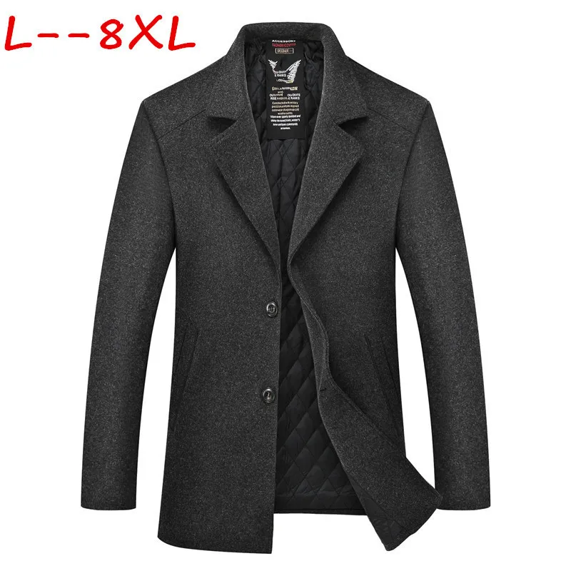 Однобортный модный мужской зимний плотный тренчкот 10XL 8XL 6XL Мужская Повседневная
