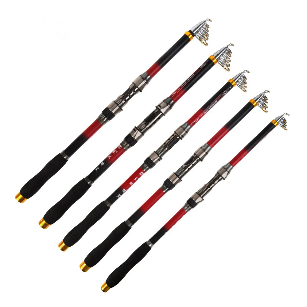 Дальняя Удочка FRP телескопическая удочка черная и красная жесткая спиннинговая 2
