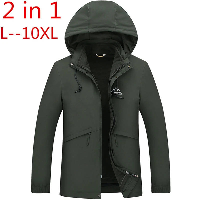 geur Absorberend Pilfer 2 IN 1 Fit Jacket High Quality Brand Waterproof Windbreaker Jacket Coat  Winter Jacket Men Male Coat Rain Jacket Parka 10XL 8XL|Parkas| - AliExpress