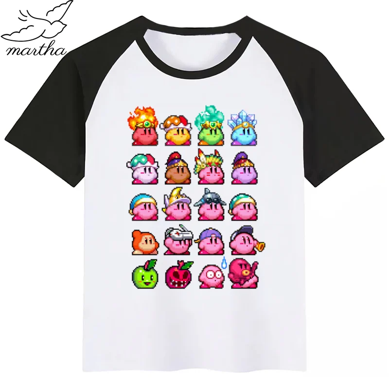 Детская забавная футболка с героями мультфильма «аркадный Коллаж», «Кирби», детские летние топы с короткими рукавами, детская белая футболка, одежда для малышей - Цвет: BlackJ