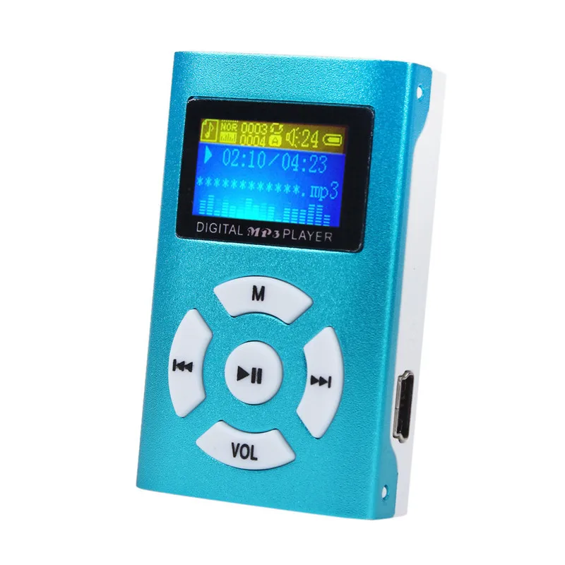 HIFI USB мини MP3 музыкальный плеер ЖК-экран Поддержка 32 ГБ Micro SD TF карта Спорт Мода стиль Rechargeab - Цвет: Синий