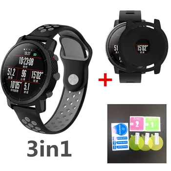 

10Color Band for Xiaomi Huami Amazfit Stratos 2 strap Wrist Band Belt+Soft Case cover amazfit 2 2S screen protector