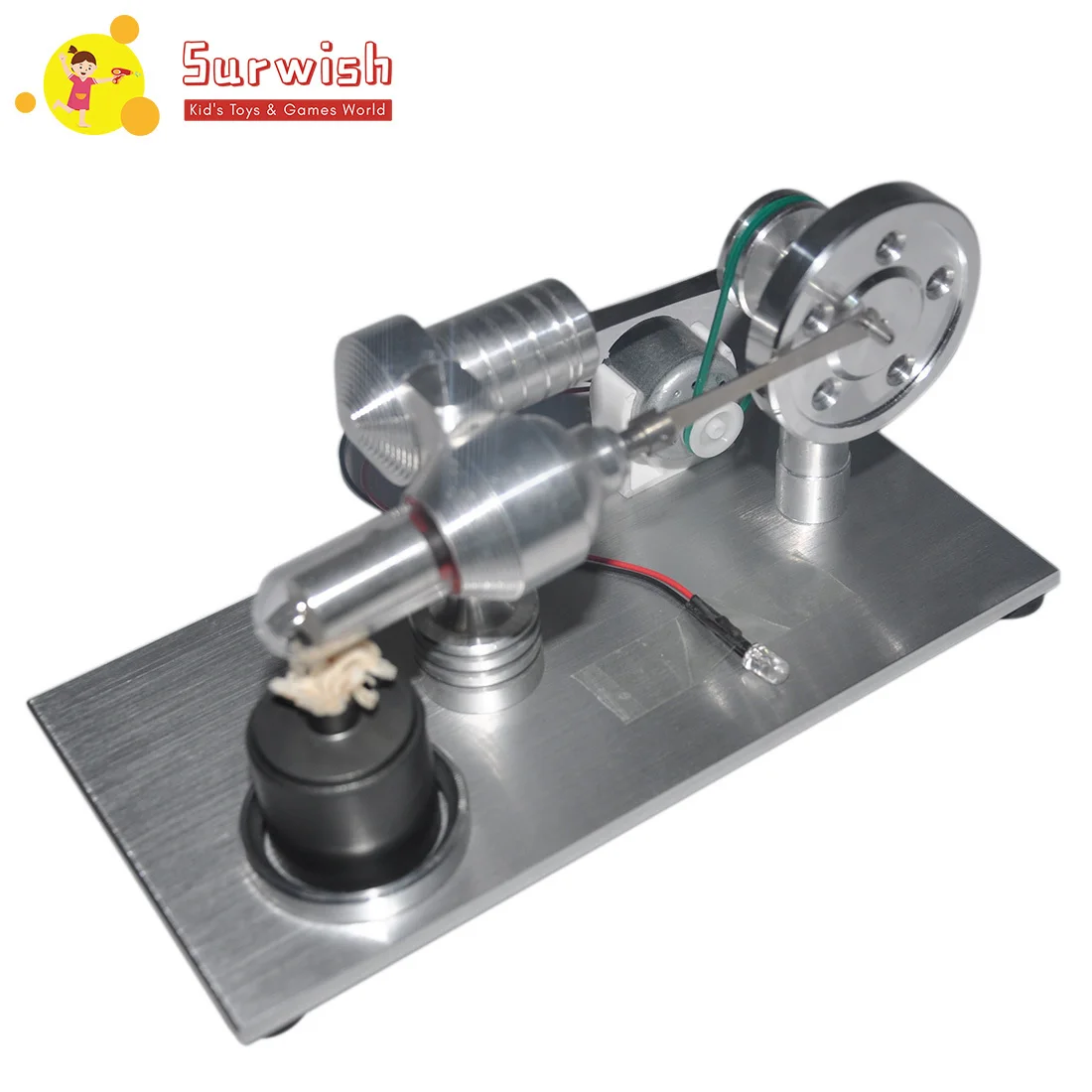 

Single Cylinder Stirling Engine Model Toy Metal Alcohol Lamp With Colorful Led