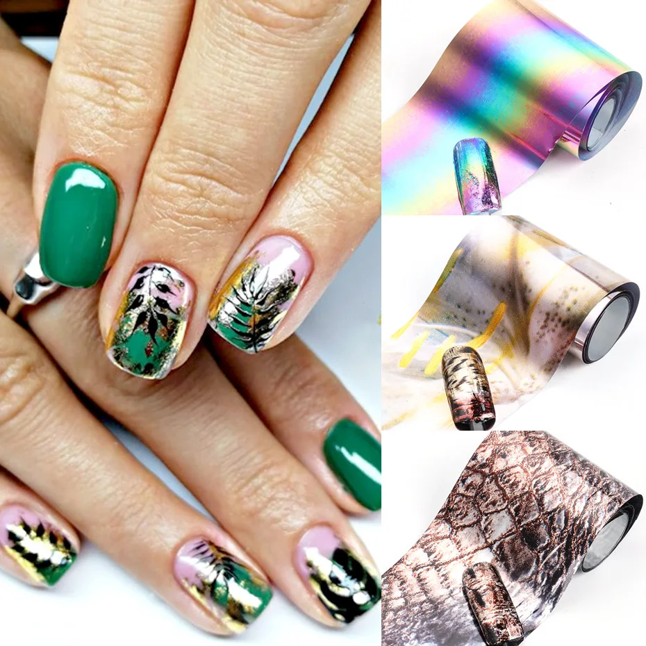 

4*100cm Nail Foils Marble Series Pink Blue Foils Paper Nail Art Transfer Sticker Slide Nail Art Decal Nails Accessories 1 Roll
