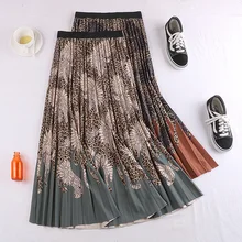 Осенне-зимняя эластичная растягивающаяся юбка средней длины с высокой талией трапециевидной формы с цветочным принтом для женщин, винтажные женские юбки saia saias faldas