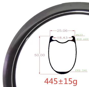 

WINDVANE Paintless Carbon Road Bike Rim Brake Tubeless Clincher 700C 25mm Width 50mm depth 445±15g HTG 280℃