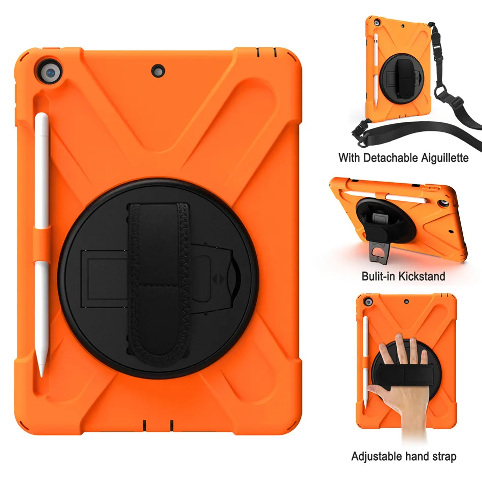 Case For New iPad 10.2 Pencil Holder Cover For iPad 10.2 7th Generation A2197 Kids Safe Shockproof Armor cover+Glass+Pen