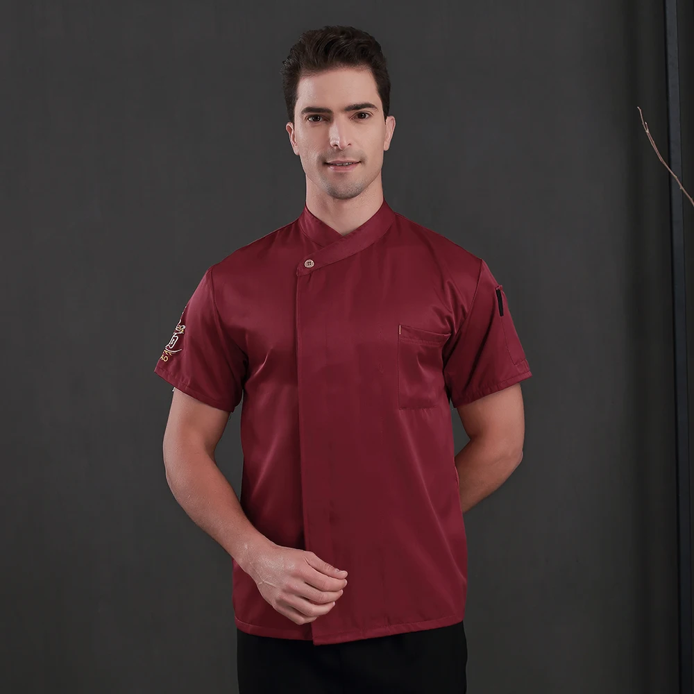 Breathable Oblique collar Chef uniforms Sushi costume Kitchen Food service Catering jackets cooker shirt waitress Chef overalls