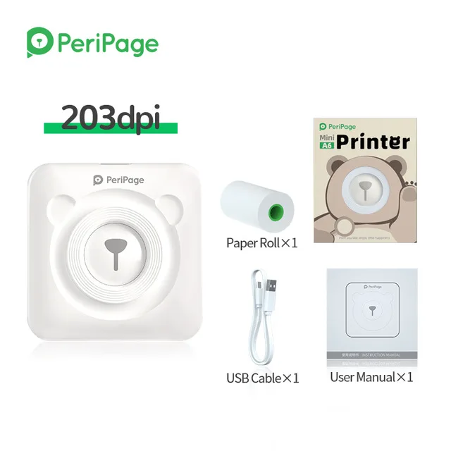 small compact printer PeriPage Red Ink-free Portable Thermal Photo Printer Mini Label Printer Mobile Android iOS Phone 2'' Pocket Bluetooth A6 Papeles bluetooth small printer Printers