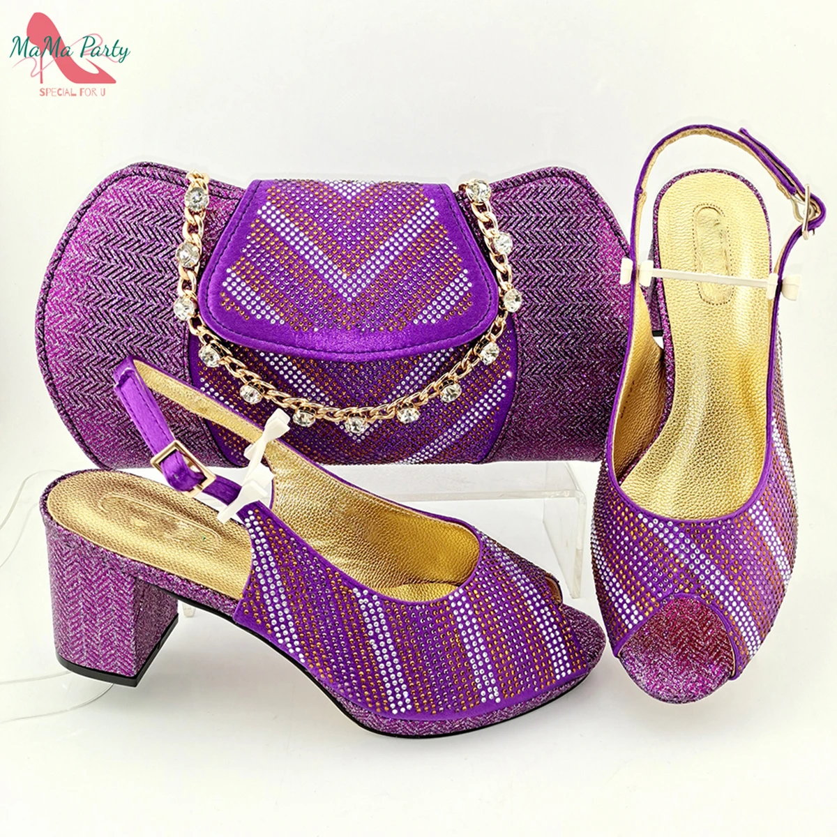 2022 New Arrival Spring Purple Color Shoes And Bags Set Fashion