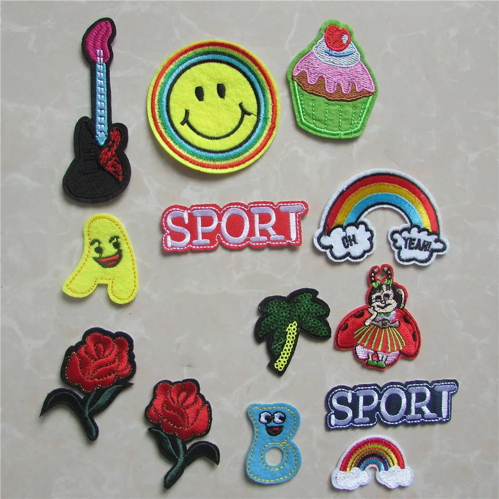 

flower ice cream rainbow Cartoon Style Delicate Embroidered Patches Iron On Patch Badge DIY Clothing Applique Accessories