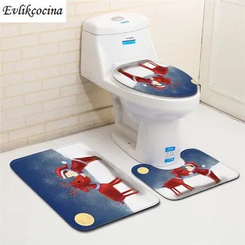 

Free Shipping 3Pcs/set Kiss Deer Bathroom Carpet Set Anti-Slip Bath Mat Toliet Rug Washable Tapete Banheiro Tapis Salle De Bain