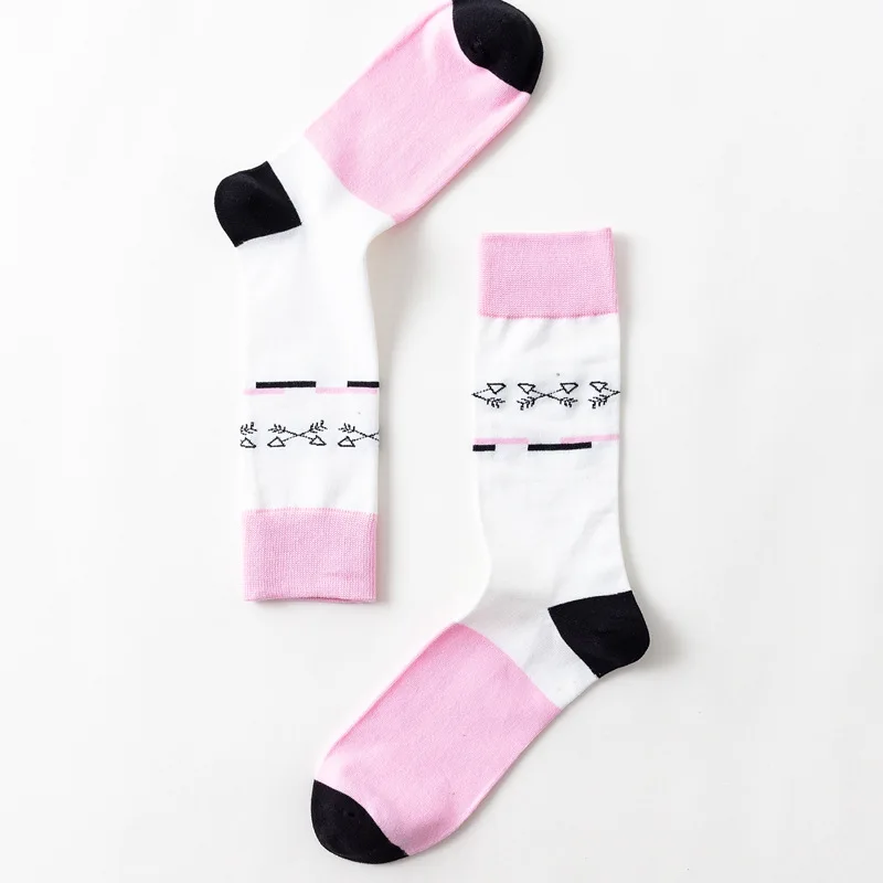 Мужские счастливые носки, геометрические носки, цветные длинные носки с принтом, женские трендовые повседневные носки унисекс, набор