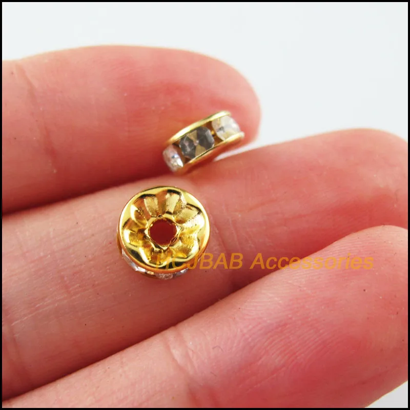 

100 New Crystal Crown Charms Copper Acrylic Spacer Beads End Caps Gold Color 8mm
