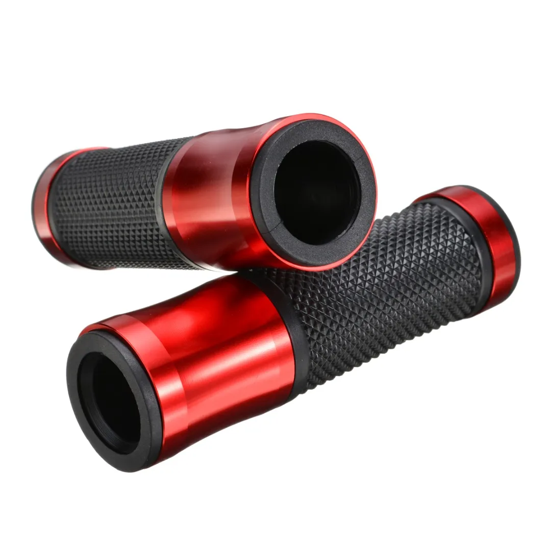Hot 1 Pair Motorcycle 7/8" Left & Right Hand Grips CNC Aluminum Rubber Gel Hand Grip For 7/8 inch Standard Handlebar