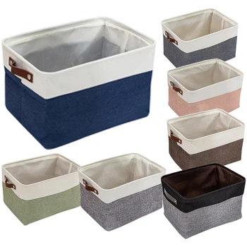 

JEYL 3 Pack Foldable Storage Bin Rugged Canvas Fabric Cube Container with Handles Great for Organizing Closets