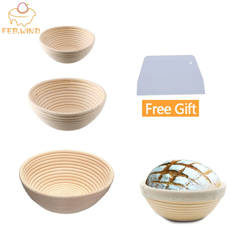 Buy Dough Banneton Bread Basket Get Scraper Free Sourdough/Bread Proofing Basket Round Rattan Baskets Dough/Bread Bakery 483