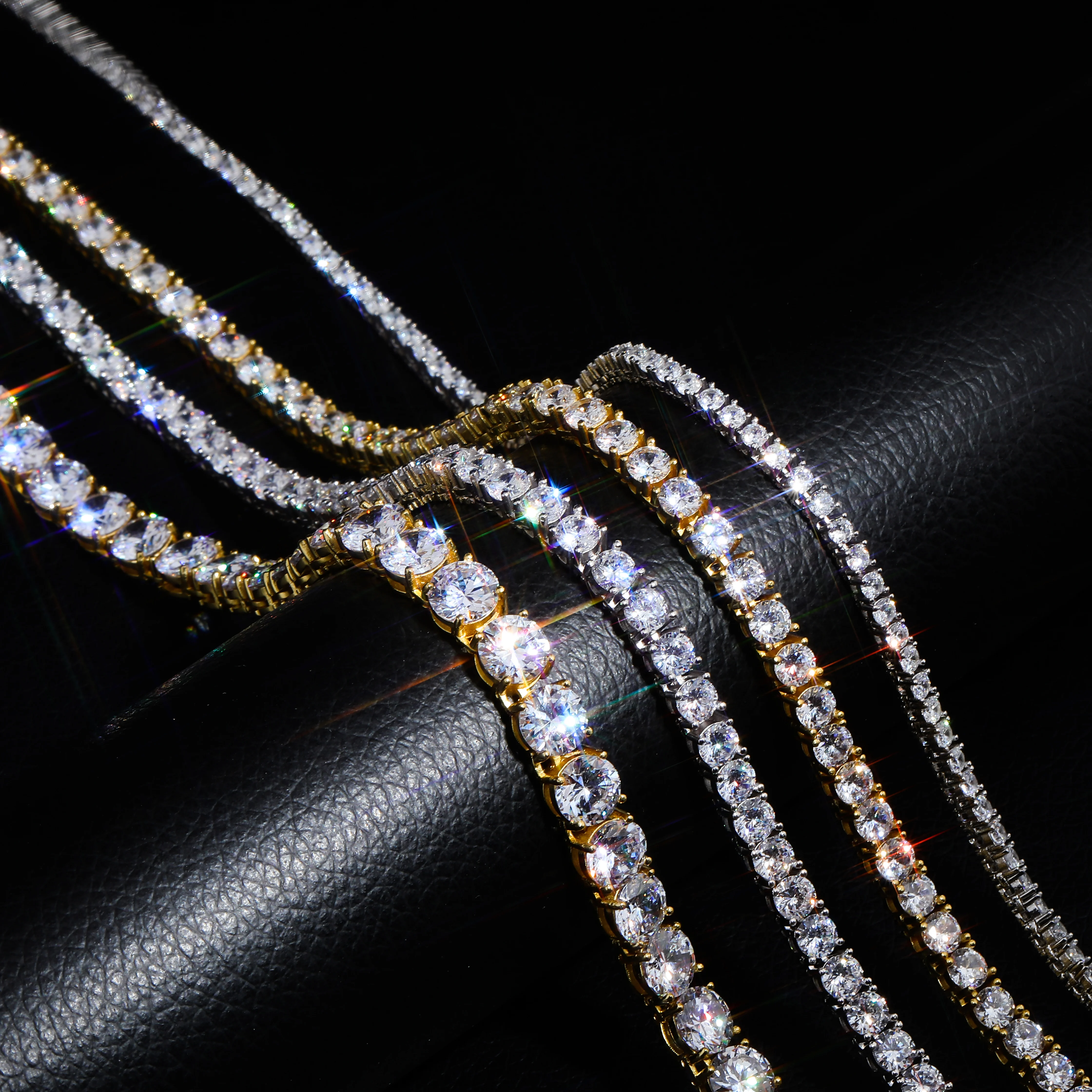 JINAO, новинка, 925 пробы, серебро, 3 мм, мужское ожерелье, Bling CZ Iced Out, хип-хоп, золотые и серебряные ювелирные изделия, звено, теннисная цепочка для подарка