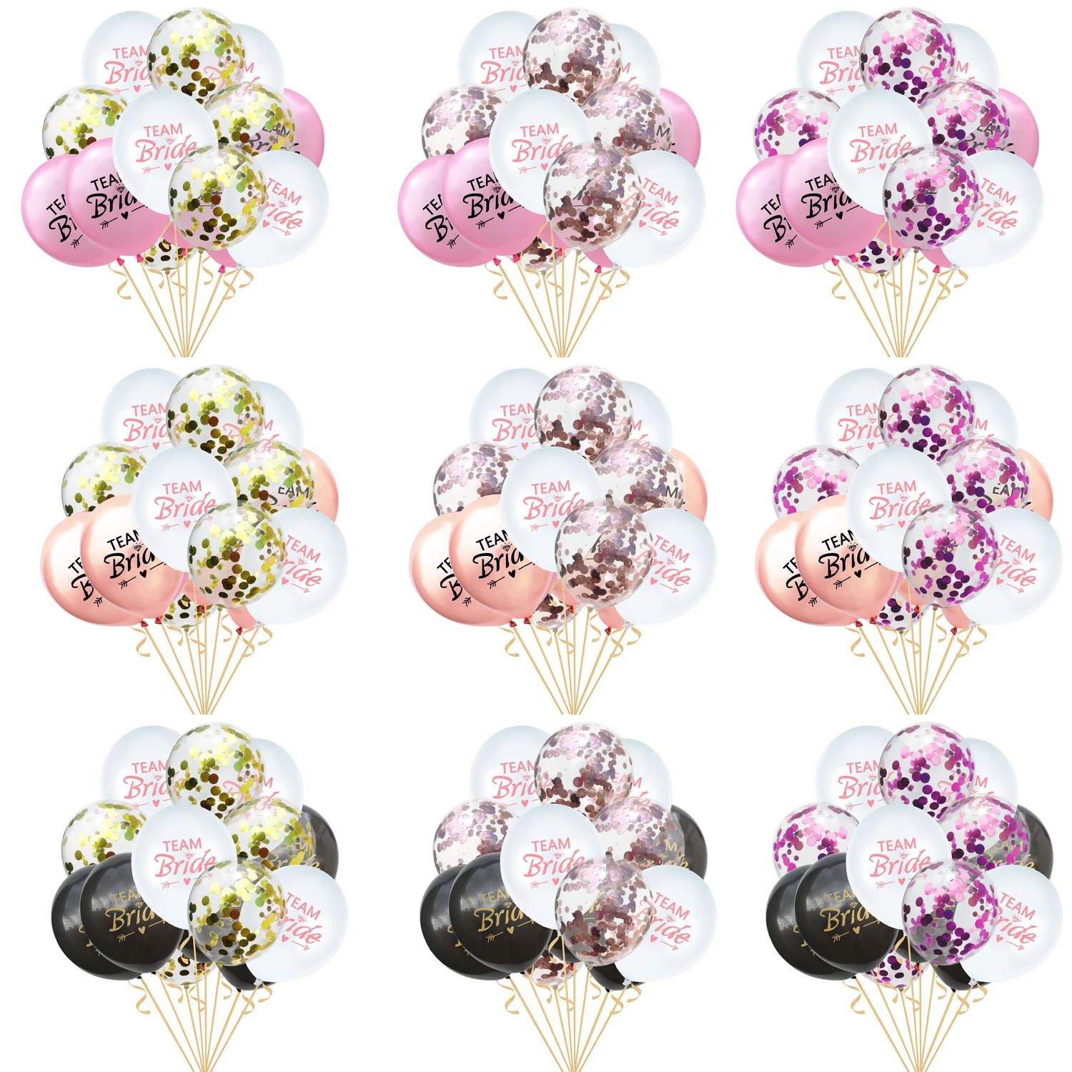 15pcs 3colros MIX Team Bride To Be Balloons DIY Latex Confetti Ballons Set Wedding Single Party Decor Bar Home | Дом и сад