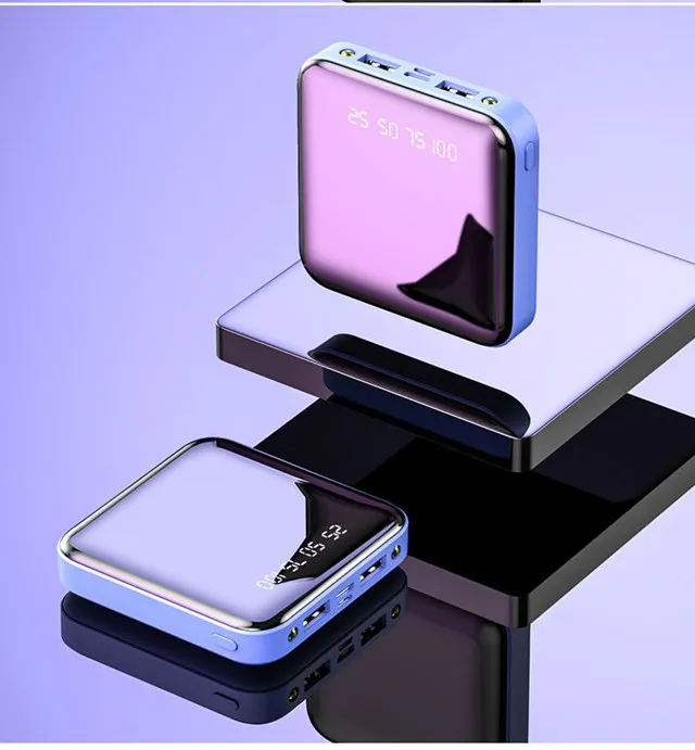 12000 мАч Внешний аккумулятор для iPhone8 XiaomiMi мини внешний аккумулятор зарядное устройство двойной Usb порт внешний аккумулятор портативный - Цвет: Синий
