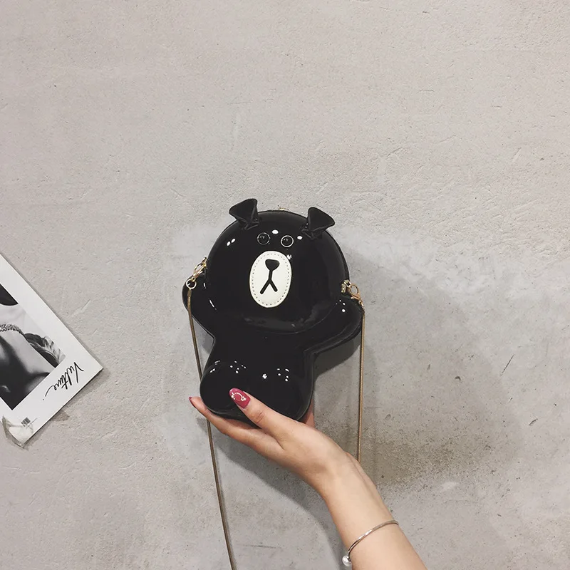 

2019 Cute Baby bear Women Bag PU Leather Small Chain Clutch Girl Messenger Crossbody Shoulder Bags Female Purse Handbags kawaii