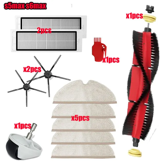 For Xiaomi Roborock S5 Max S6 S50 S51 S55 Vacuum Cleaner Part Accessories HEPA Filter + Side Brush + Main Brush + Mop Cloths O