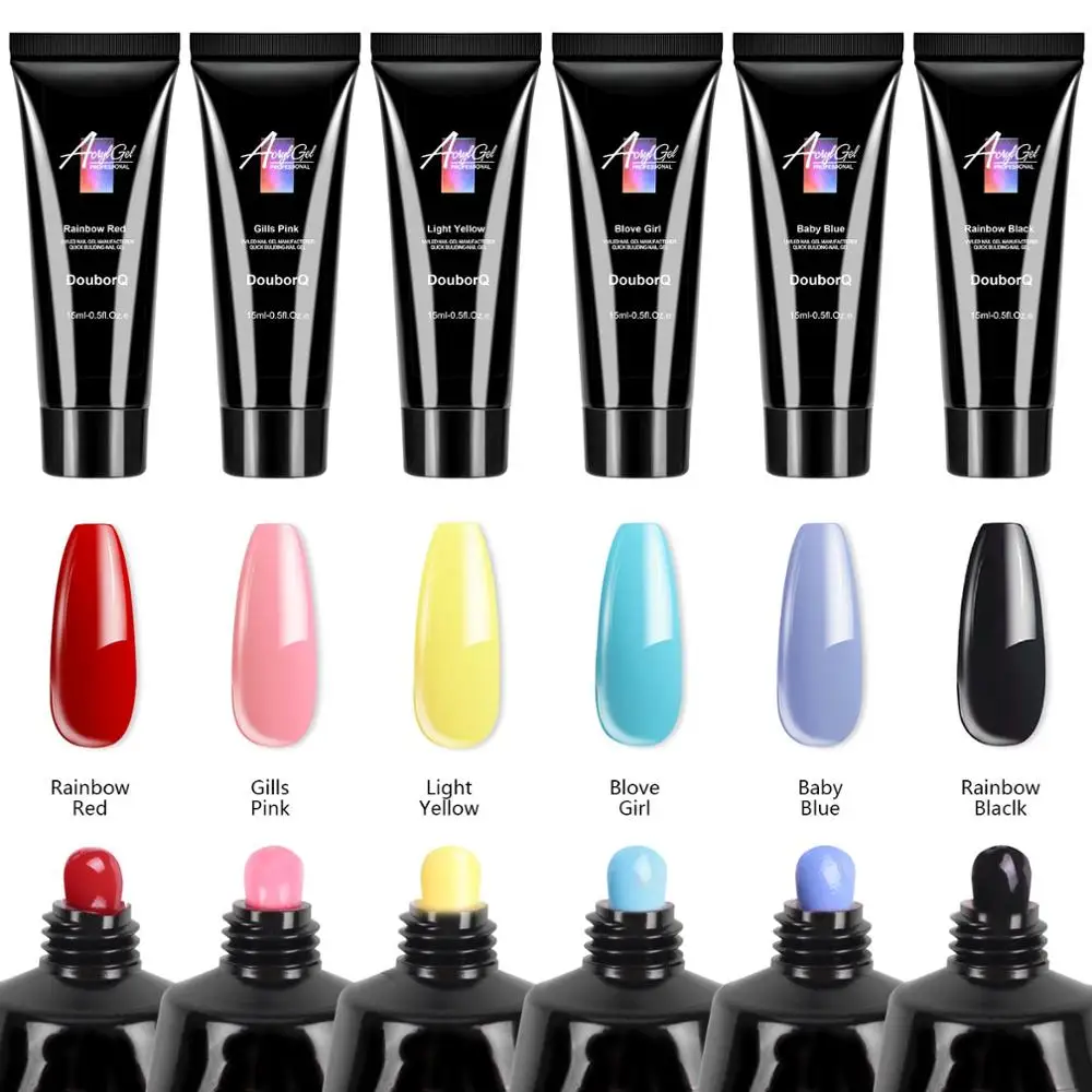 15Ml Nail Uv Poly Nail Polish Finger Builder Gel Acrilico Colore Nail Estendi Jelly Poly Uv Gel Nail Art Manicure