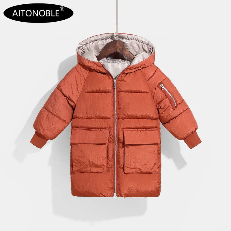 Aitonoble New Kids Down Jacket Parkas Children Down Coats and Parkas Wearing Coat with a Patch As a Gift