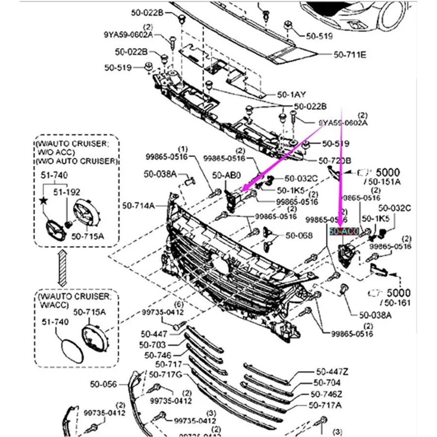 차체 라디에이터 그릴 앞 범퍼 브래킷 50-AB0 for Mazda 3 2016-2018 BN B63B-50-153 163