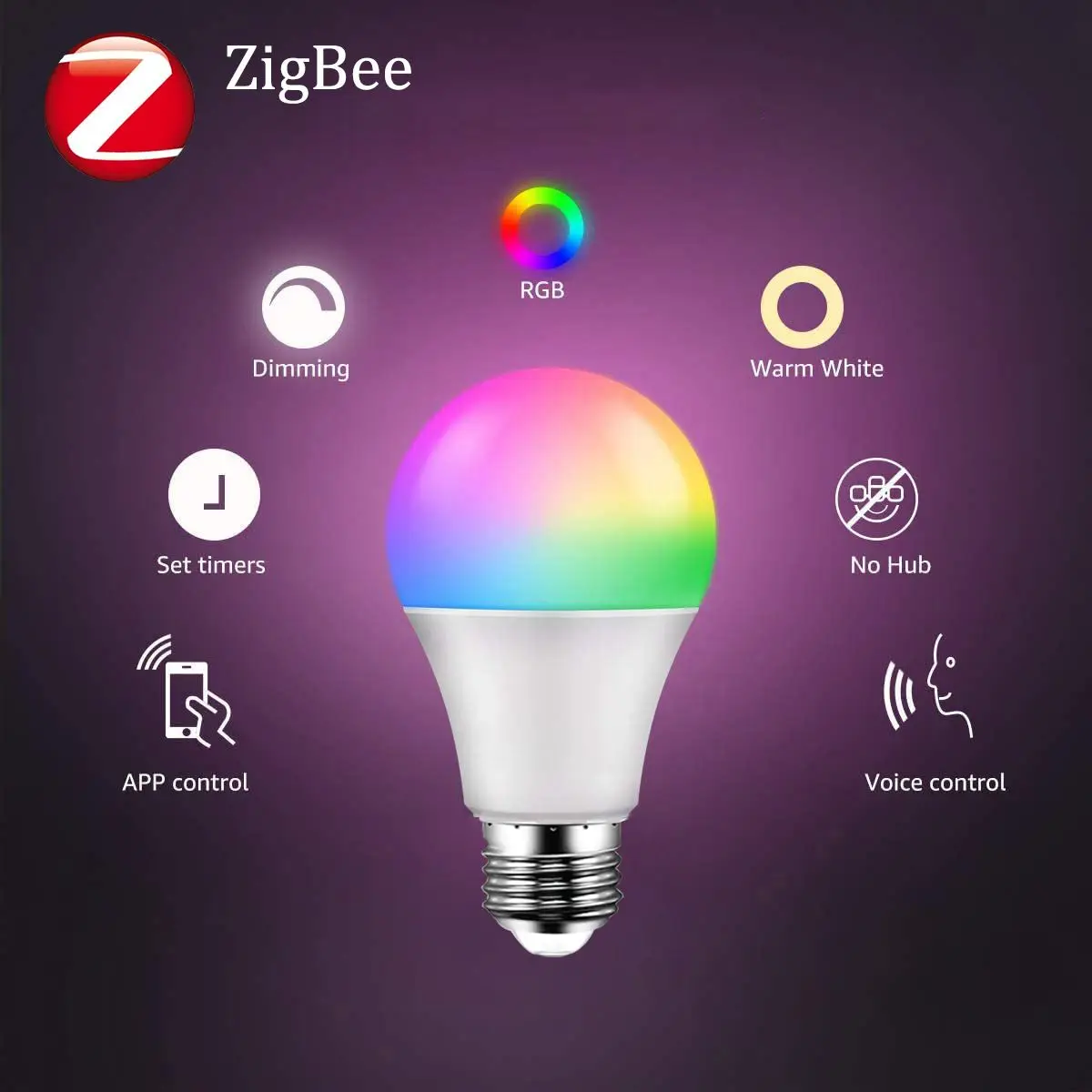 Tuya Zigbee Smart Home Light Bulb E27 Dimmable RGB LED Lamp with Life Voice Control App Intelligence for Google Alexa | Обустройство