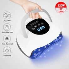 

220W LED Nail Dryer Lamp For Drying Nails 57 UV Lights 4 Timers Curing All Gel Polish Manicure Automatic Sensor Nail Equipment
