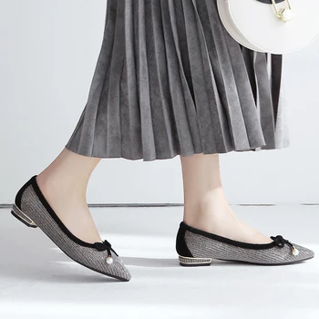 

2020 Fashion Flats Shoes Slip On Bowknot Stylish Light Gold Loafers Women Shoes 11811ABX2163