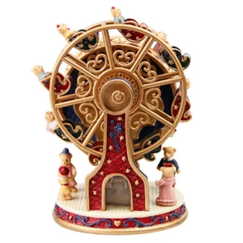 

Resin Rotating Music Box Bear Music Box Rotating Ferris Wheel Christmas Children Gift Decoration for Valentine Day Gift