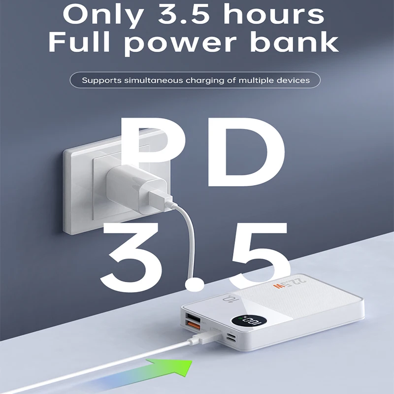10000 mah 30000mAh Power Bank PD 20W/22.5W Fast Charging for Huawei P40 MacBook Pro Powerbank for iPhone 13 12 11 Samsung Xiaomi Poverbank 65w power bank Power Bank