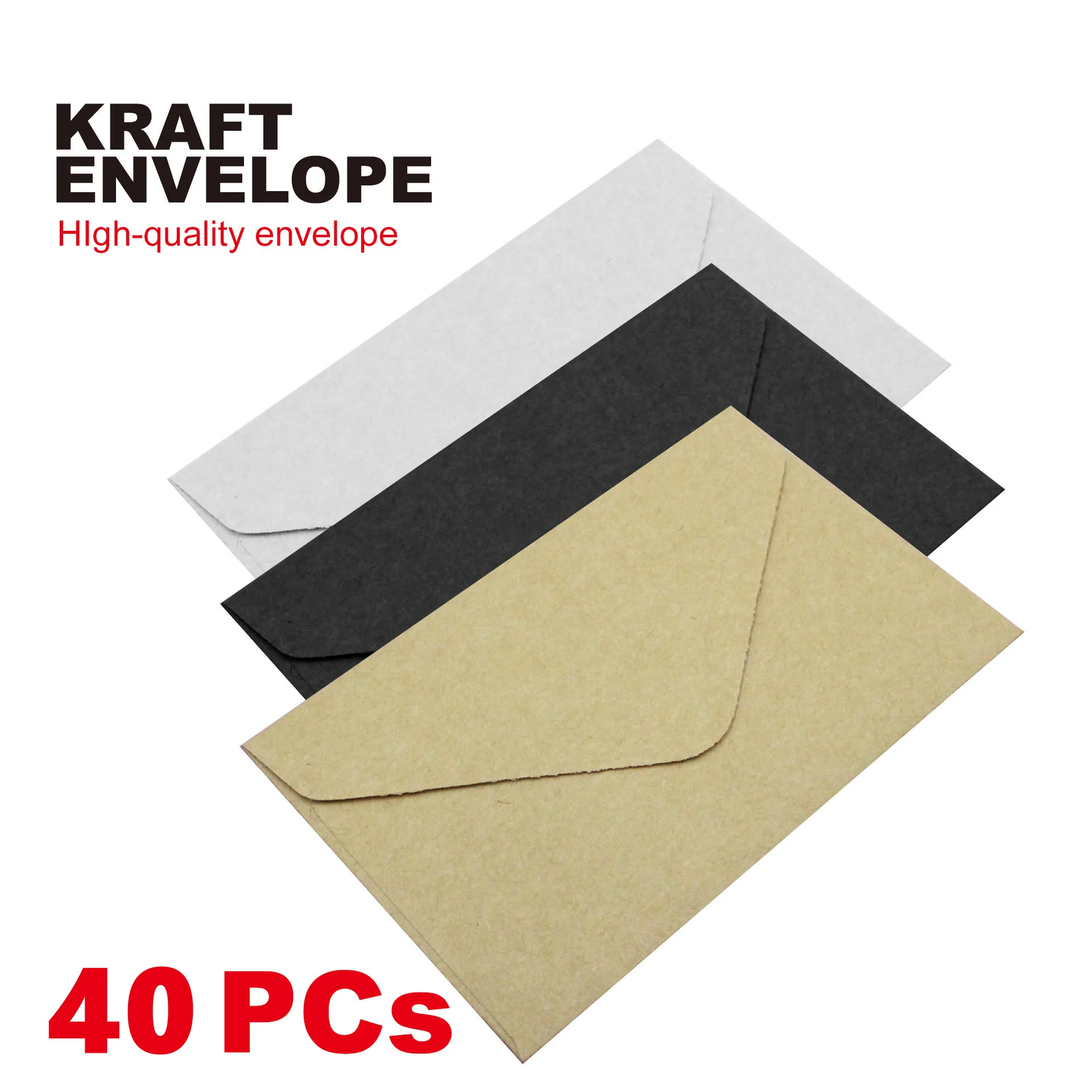 40pcs Classical White Black Kraft Blank Mini Paper Window Envelopes Wedding Invitation Envelope Gift Envelope 50pcs set vintage brown white kraft blank mini paper window envelopes wedding invitation envelope gift envelope a colo