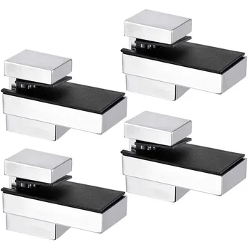 

Glass Shelf Bracket, Glass Clamp Solid Zinc Alloy Adjustable Wall Mount for 4-15mm Wood or Glass Shelves, 4Pcs