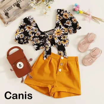 

2PCS Toddler Kid Baby Girl Top Crop Shorts Pants Outfits Clothes Summer Set