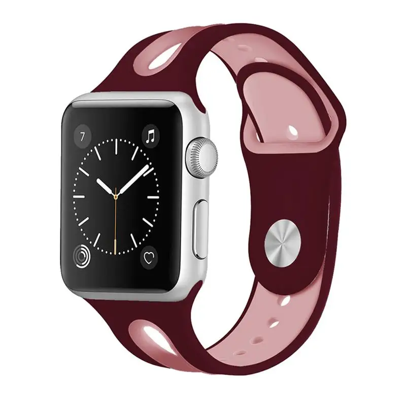 Силиконовый ремешок для apple watch band 44 мм correa pulseira apple watch 38 мм iwatch band 42 мм 40 мм браслет наручный ремешок для часов 5 4 3 - Цвет ремешка: Wine red pink