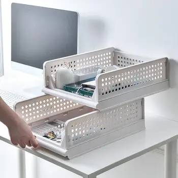 

Thicken Drawer Storage Basket Wardrobe Foldable Stackable Bedroom Desktop Organizer Box