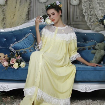 

Maternity Pajamas Pregnant Woman Robe Nightgown Long Sleepwear Vintage Elegant Homewear Ladies Long Dress Full Length Nighties