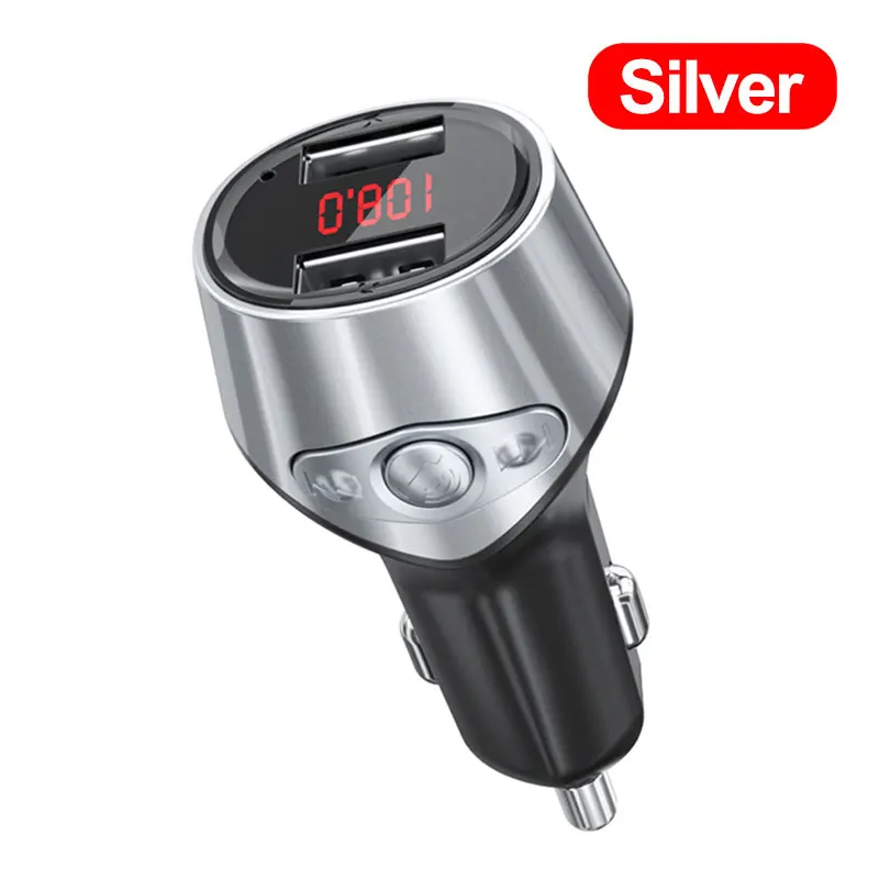 Silver Essager USB Автомобильное зарядное устройство беспроводной Bluetooth 5,0 автомобильный комплект громкой связи fm-передатчик MP3 быстрое зарядное устройство для iPhone Xiaomi Мобильный телефон - Тип штекера: Silver